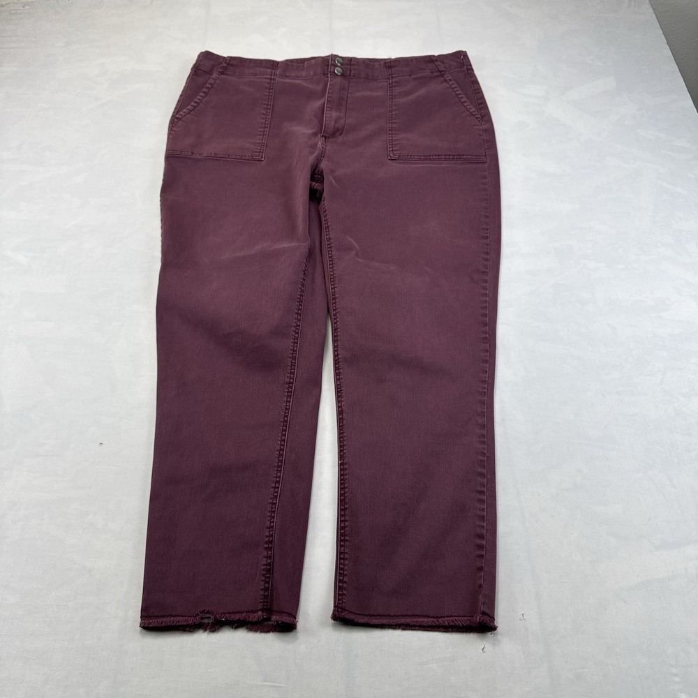 Tinsel Womens Skinny Utility Pants Size 33 Burgundy Purple Patch Pockets Raw Hem